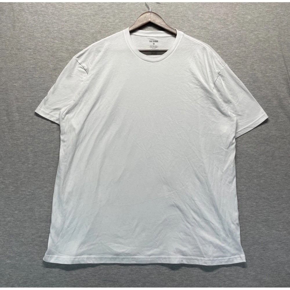 True Classic T-Shirt Mens 2XL White Cotton Relaxed Fit Everyday Wear Crew Neck